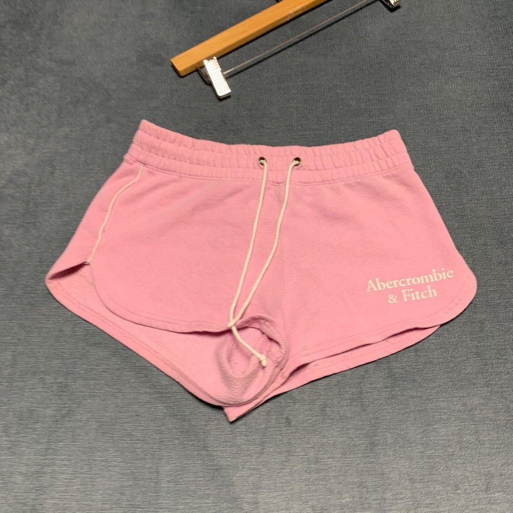 Abercrombie & Fitch Lounge Shorts Womens XS Pink Fleece Lined Logo Gym Training